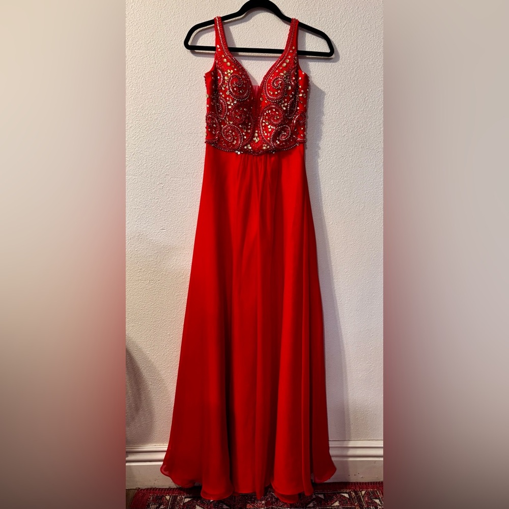 Nina Canacci Red Beaded Prom Dress